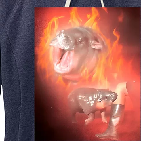 Moo Deng Bouncy Pig In Thai Fire Picture The Cute Baby Hippo Women's Fleece Hoodie