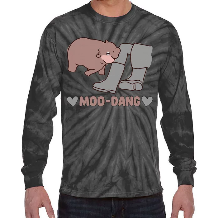 Moo Deng Bouncy Pig In Thai Picture Tie-Dye Long Sleeve Shirt