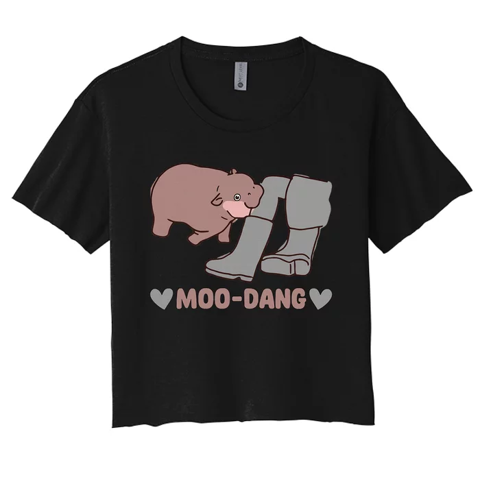 Moo Deng Bouncy Pig In Thai Picture Women's Crop Top Tee