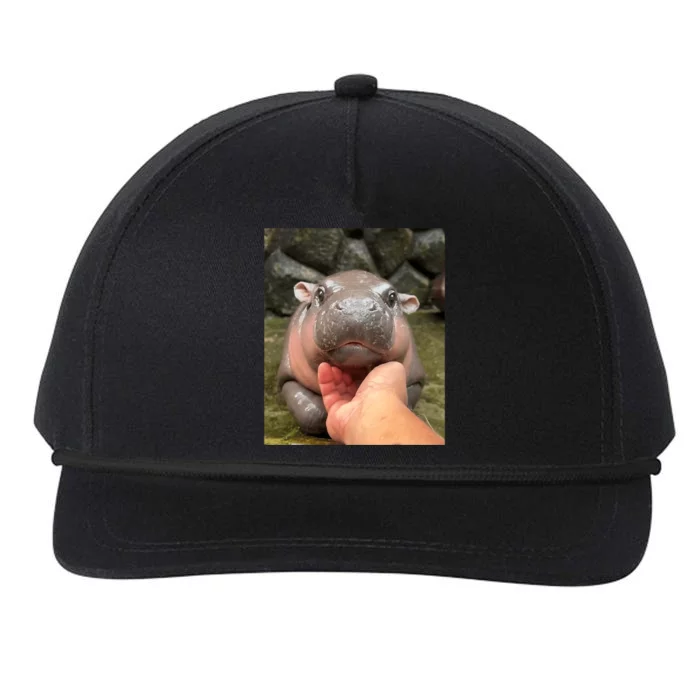 Moo Deng Bouncy Pig In Thai Picture The Cute Baby Hippo Moo Deng Lovers Snapback Five-Panel Rope Hat