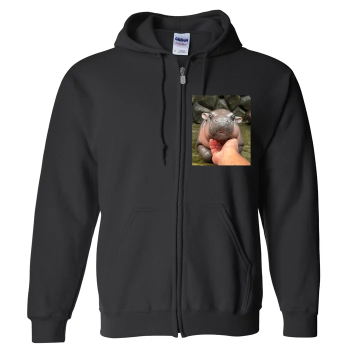 Moo Deng Bouncy Pig In Thai Picture The Cute Baby Hippo Moo Deng Lovers Full Zip Hoodie