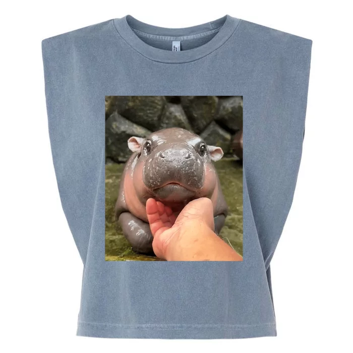 Moo Deng Bouncy Pig In Thai Picture The Cute Baby Hippo Moo Deng Lovers Garment-Dyed Women's Muscle Tee