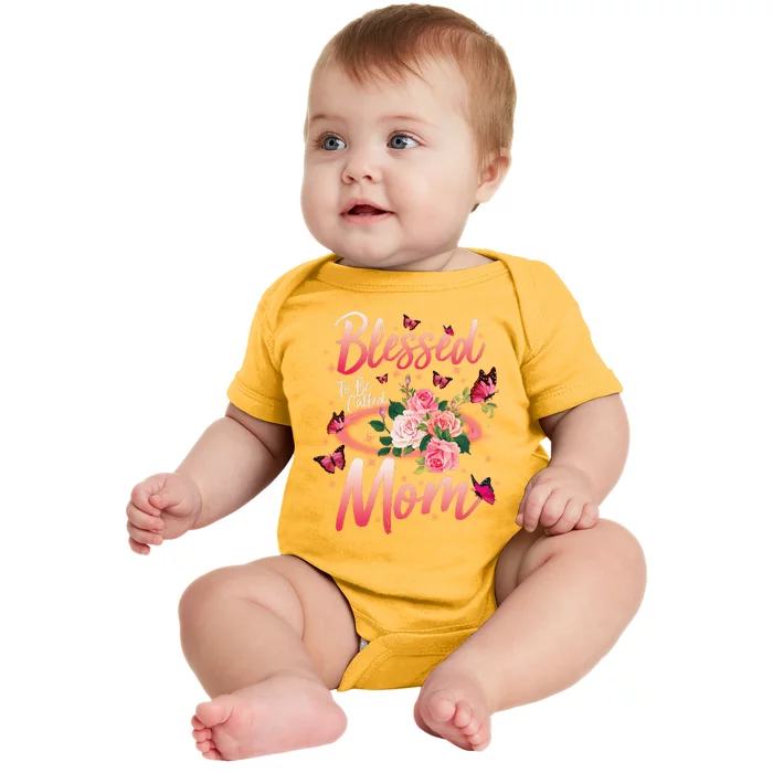 Mother's Day Blessed To Be Called Mom Butterflies And Roses Baby Bodysuit