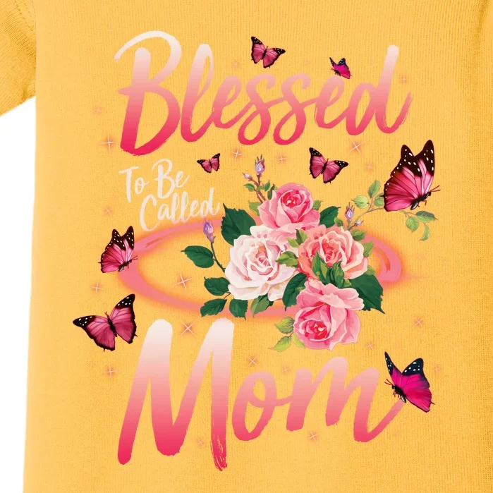 Mother's Day Blessed To Be Called Mom Butterflies And Roses Baby Bodysuit