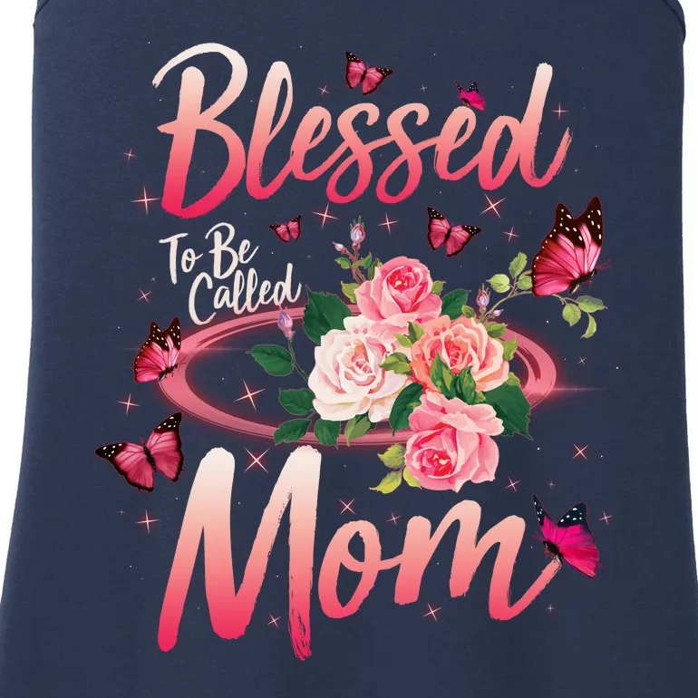 Mother's Day Blessed To Be Called Mom Butterflies And Roses Ladies Essential Tank