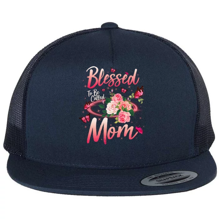 Mother's Day Blessed To Be Called Mom Butterflies And Roses Flat Bill Trucker Hat