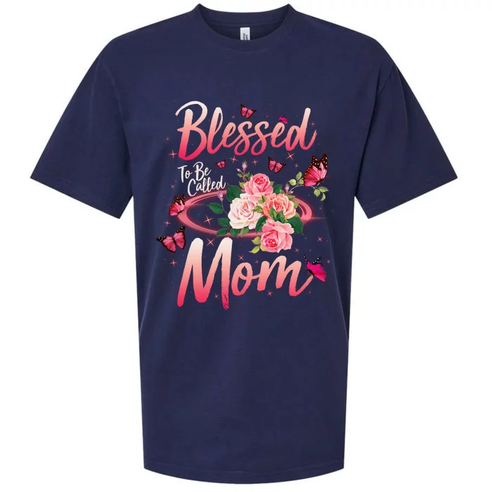 Mother's Day Blessed To Be Called Mom Butterflies And Roses Sueded Cloud Jersey T-Shirt