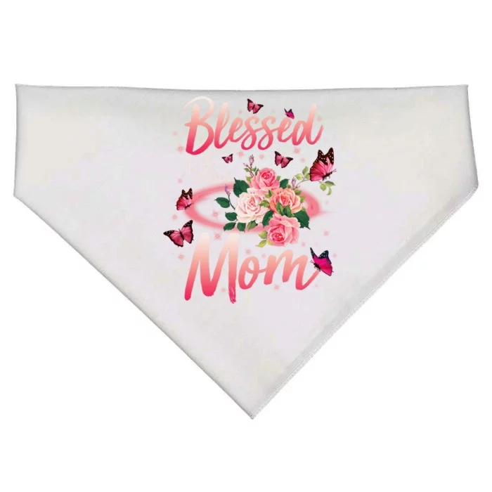 Mother's Day Blessed To Be Called Mom Butterflies And Roses USA-Made Doggie Bandana