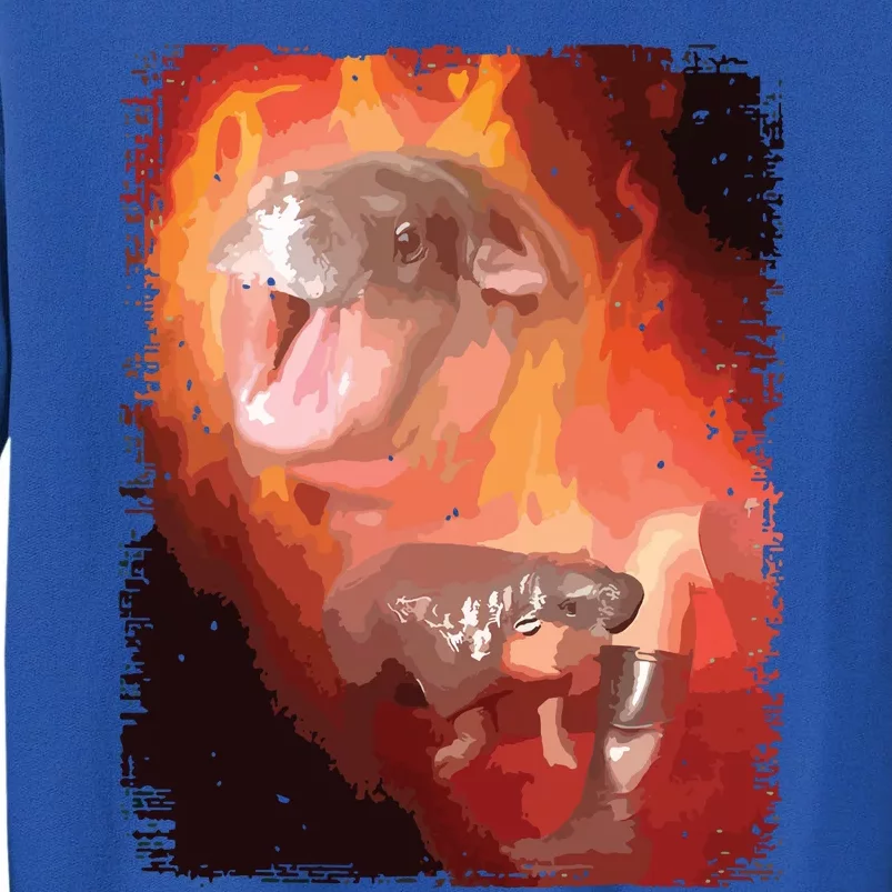 Moo Deng Bouncy Pig In Thai Fire Picture The Cute Baby Hippo Tall Sweatshirt