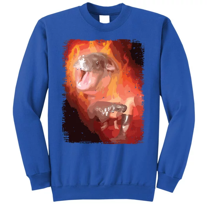 Moo Deng Bouncy Pig In Thai Fire Picture The Cute Baby Hippo Tall Sweatshirt