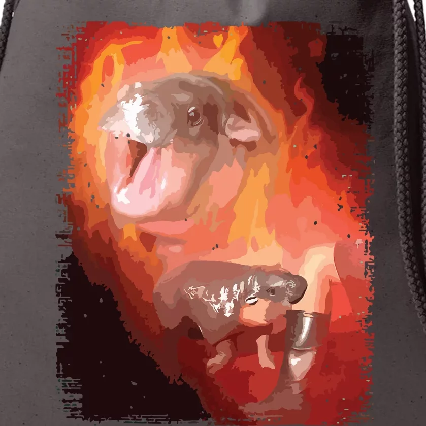 Moo Deng Bouncy Pig In Thai Fire Picture The Cute Baby Hippo Drawstring Bag