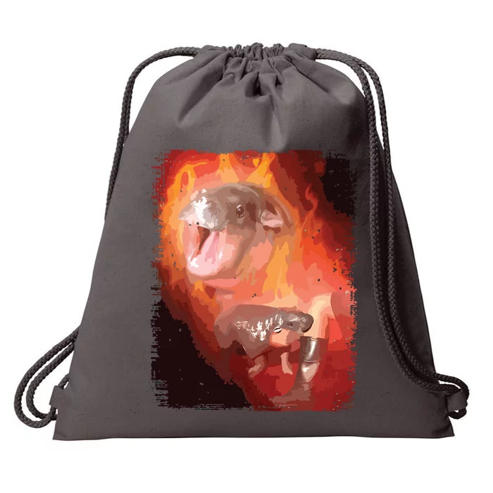 Moo Deng Bouncy Pig In Thai Fire Picture The Cute Baby Hippo Drawstring Bag