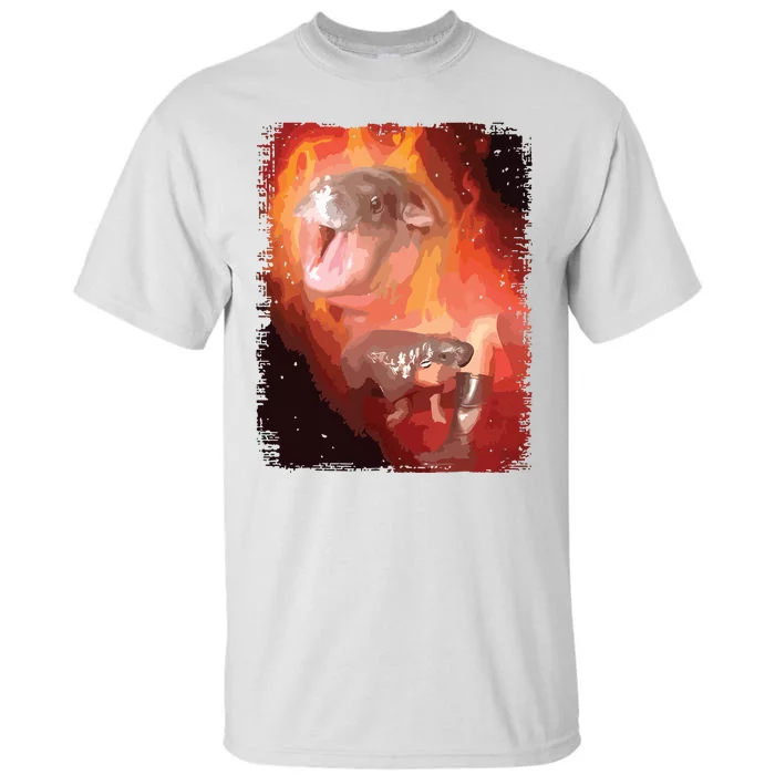 Moo Deng Bouncy Pig In Thai Fire Picture The Cute Baby Hippo Tall T-Shirt