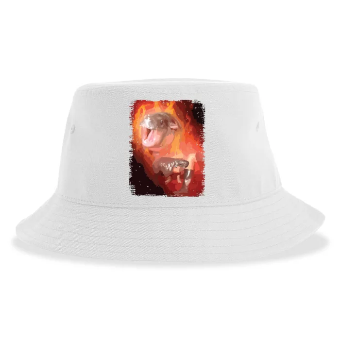 Moo Deng Bouncy Pig In Thai Fire Picture The Cute Baby Hippo Sustainable Bucket Hat