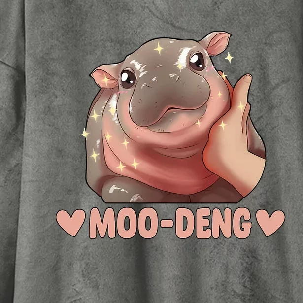 Moo Deng Bouncy Pig In Thai Picture The Cute Baby Hippo Moo Deng Cute Design Hooded Wearable Blanket