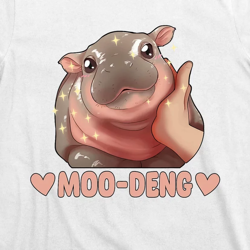 Moo Deng Bouncy Pig In Thai Picture The Cute Baby Hippo Moo Deng Cute Design T-Shirt