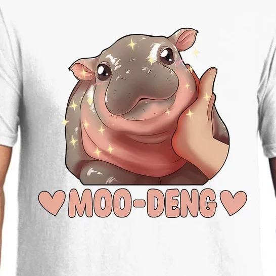 Moo Deng Bouncy Pig In Thai Picture The Cute Baby Hippo Moo Deng Cute Design Pajama Set