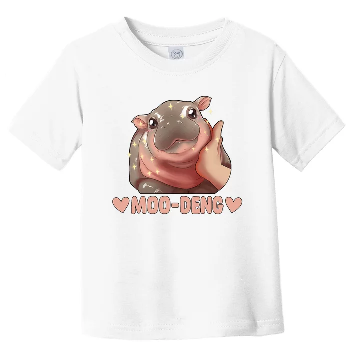 Moo Deng Bouncy Pig In Thai Picture The Cute Baby Hippo Moo Deng Cute Design Toddler T-Shirt