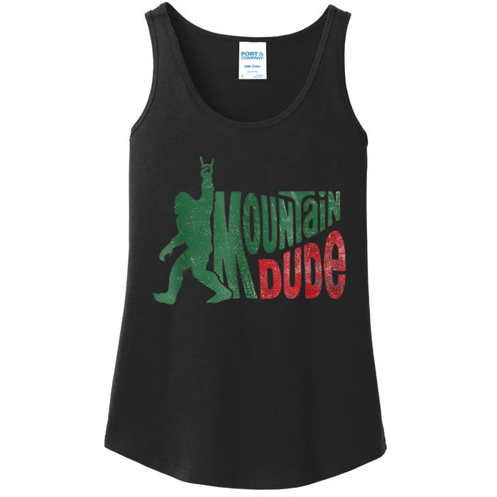 Mountain Dude Bigfoot Sasquatch Rock On Funny Gift Ladies Essential Tank