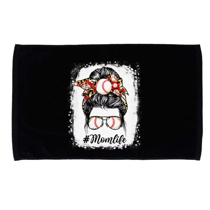 Mother's Day Baseball Mom Life Messy Bun Sports Lover Microfiber Hand Towel