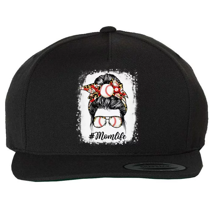 Mother's Day Baseball Mom Life Messy Bun Sports Lover Wool Snapback Cap