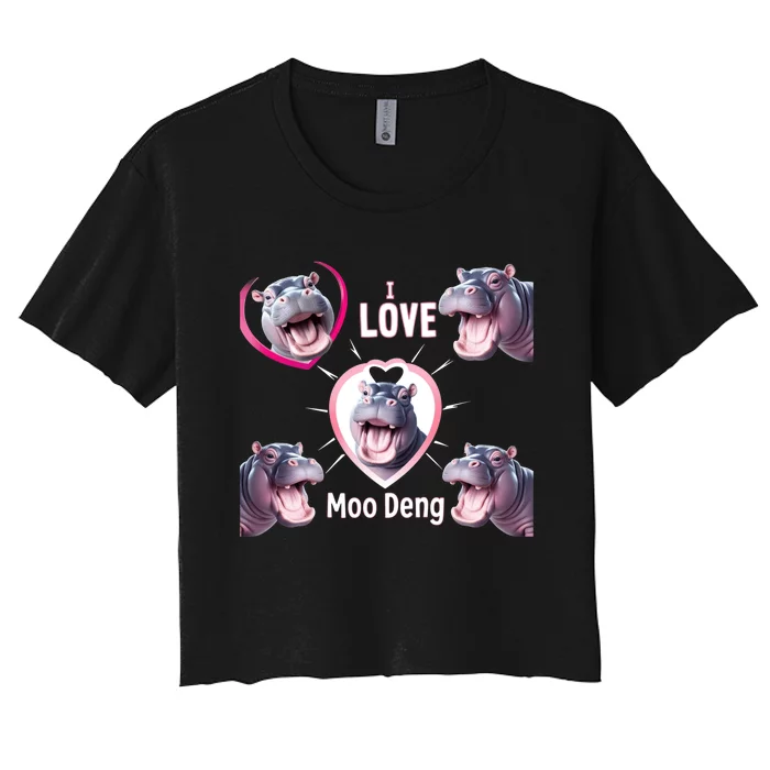 Moo Deng Baby Hippo Adorable And Playful Animal Women's Crop Top Tee