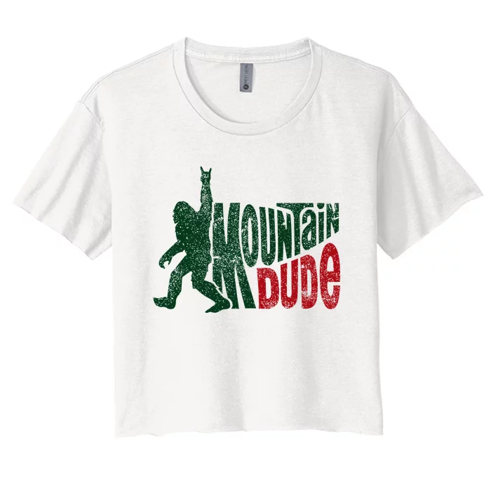 Mountain Dude Bigfoot Hiking Humor Women's Crop Top Tee