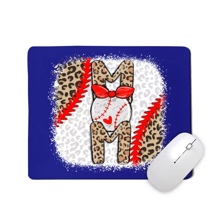 Mothers Day Baseball Mom Bleached Leopard Baseball Mama Gift Mousepad