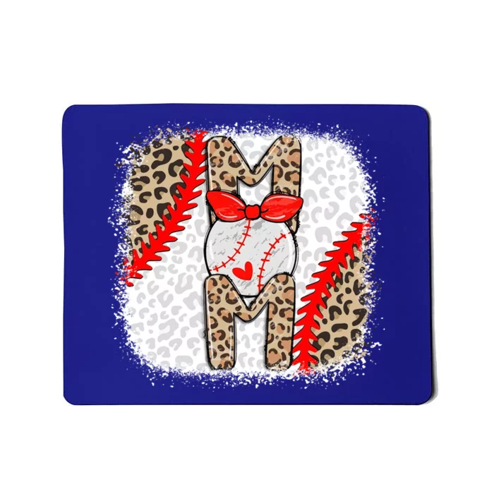 Mothers Day Baseball Mom Bleached Leopard Baseball Mama Gift Mousepad