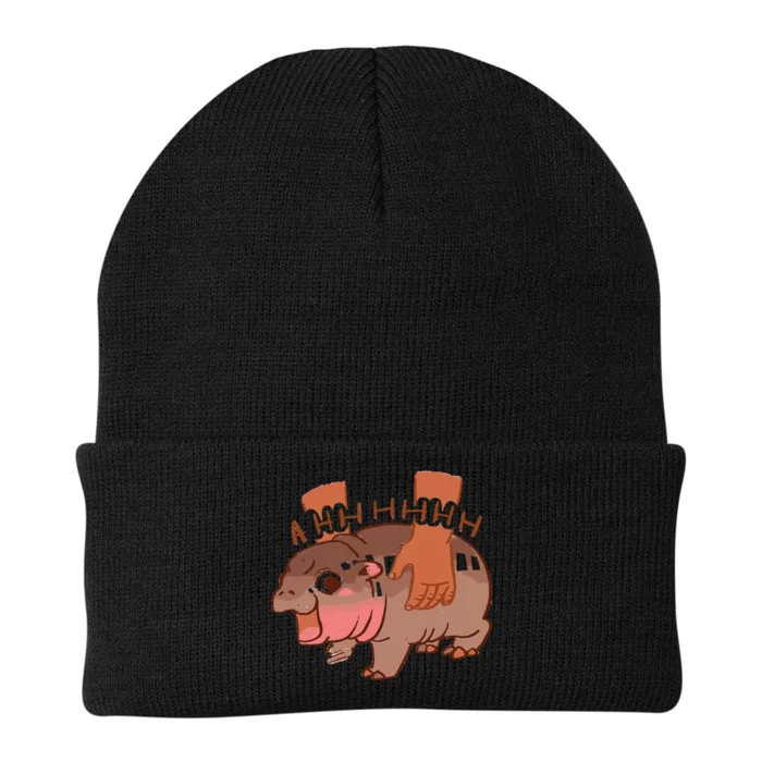 Moo Deng Bouncy Pig In Thai Picture The Cute Baby Hippo Gift Knit Cap Winter Beanie