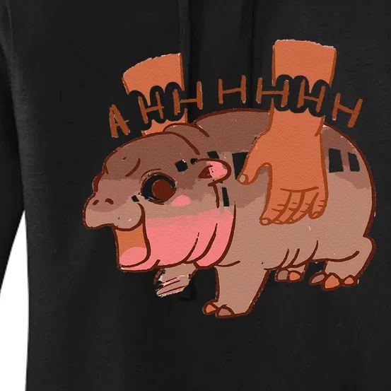 Moo Deng Bouncy Pig In Thai Picture The Cute Baby Hippo Gift Women's Pullover Hoodie