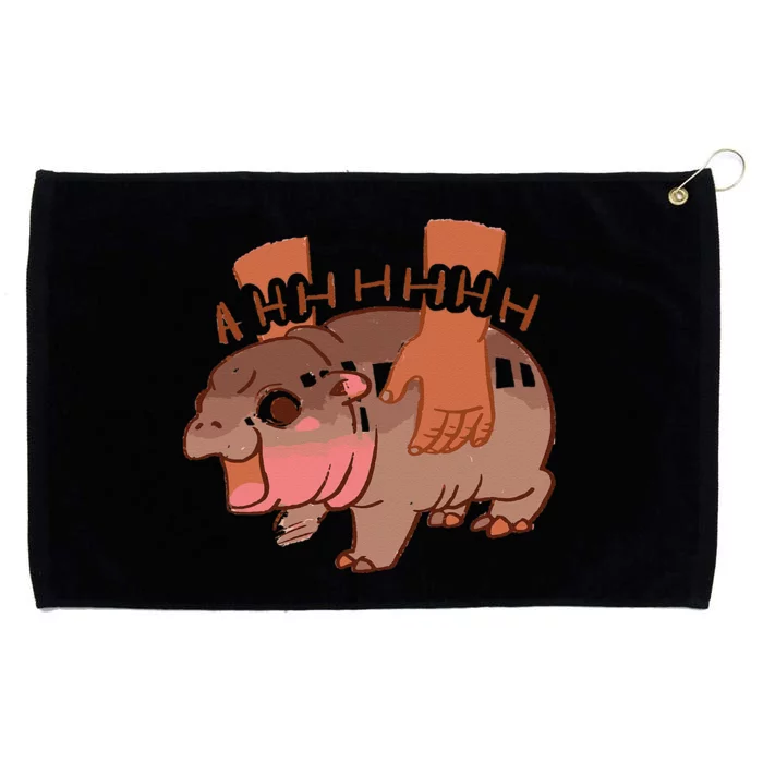 Moo Deng Bouncy Pig In Thai Picture The Cute Baby Hippo Gift Grommeted Golf Towel