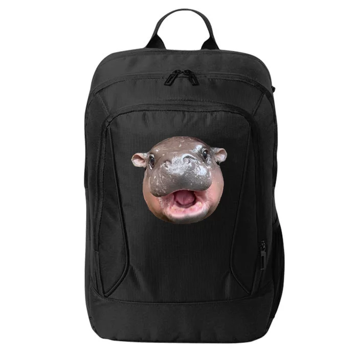 Moo Deng Bouncy Pig The Cute Baby Hippo Face City Backpack