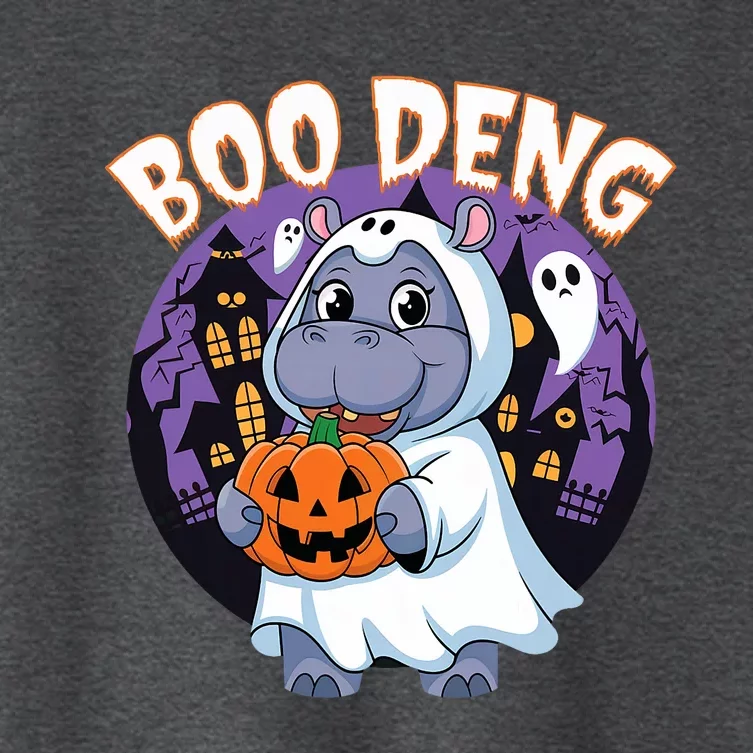 Moo Deng Baby Hippo Boo Deng Long For Halloween Moo Deng Women's Crop Top Tee