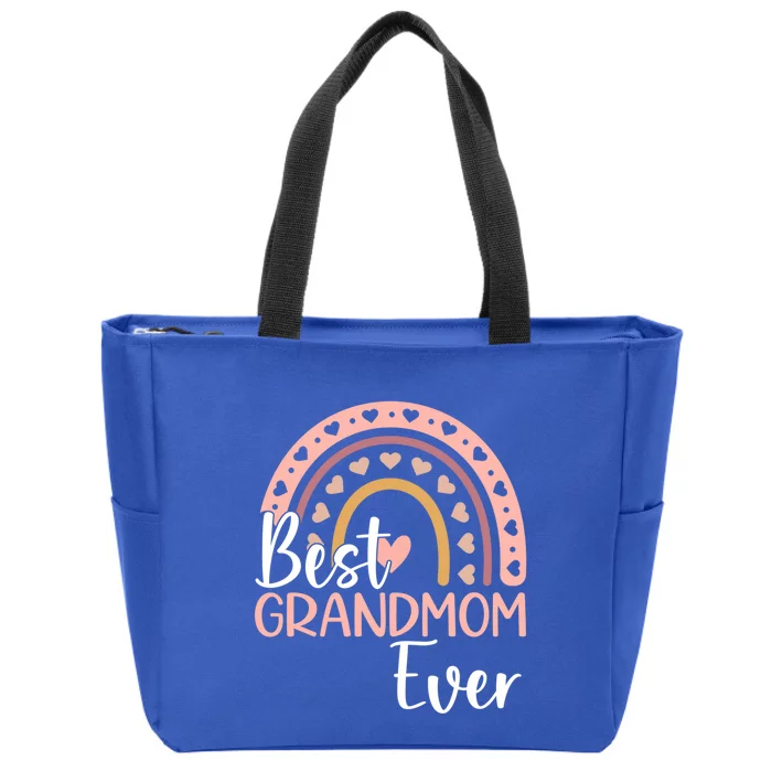 MotherS Day Best Grandmom Ever Cute Boho Rainbow Grandmom Cute Gift Zip Tote Bag