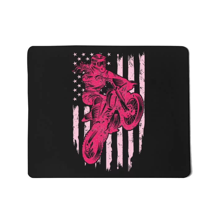 Motocross Dirt Bike Rider Racing Us American Flag Mousepad