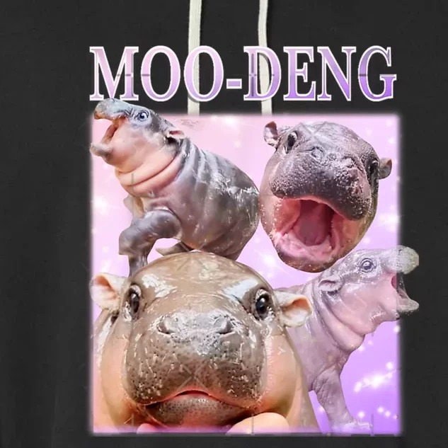 Moo Deng Baby Hippo Garment-Dyed Fleece Hoodie