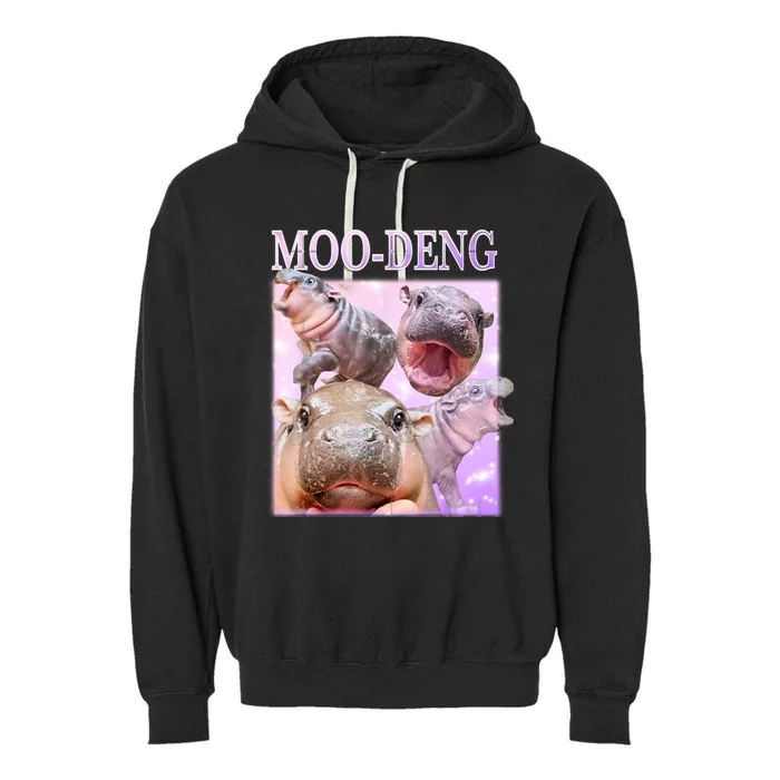 Moo Deng Baby Hippo Garment-Dyed Fleece Hoodie