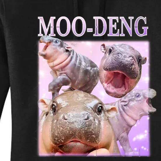 Moo Deng Baby Hippo Women's Pullover Hoodie