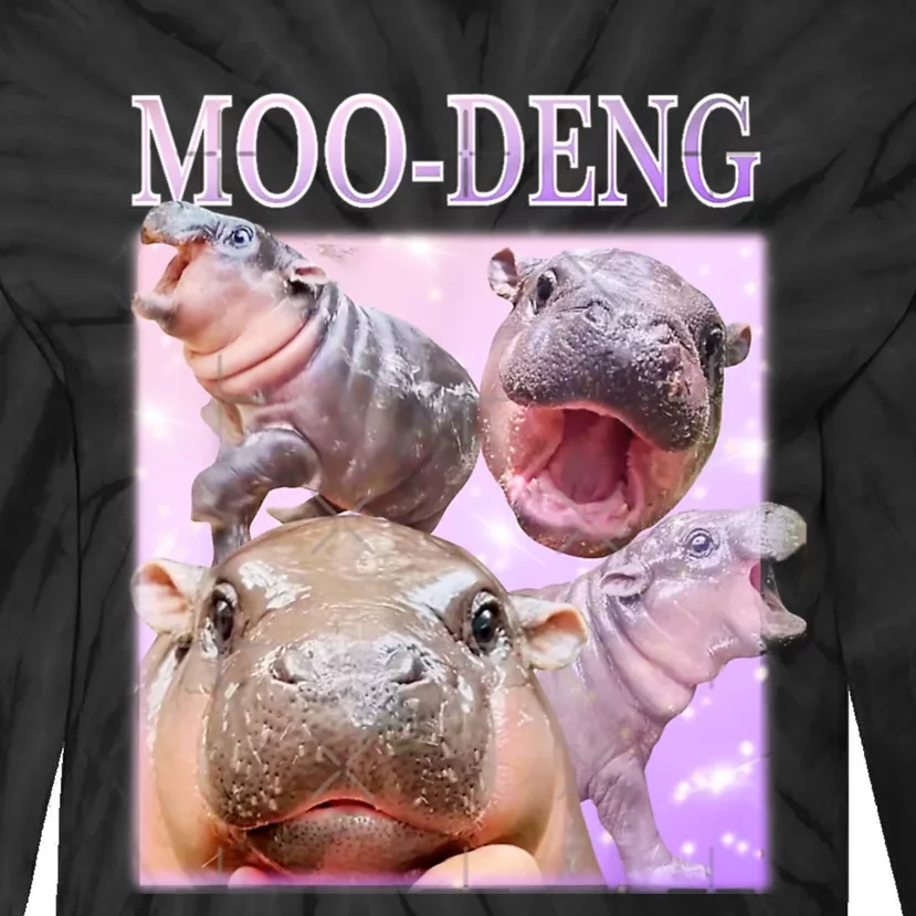 Moo Deng Baby Hippo Tie-Dye Long Sleeve Shirt