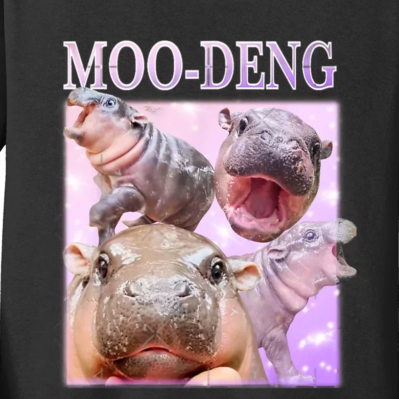 Moo Deng Baby Hippo Kids Long Sleeve Shirt