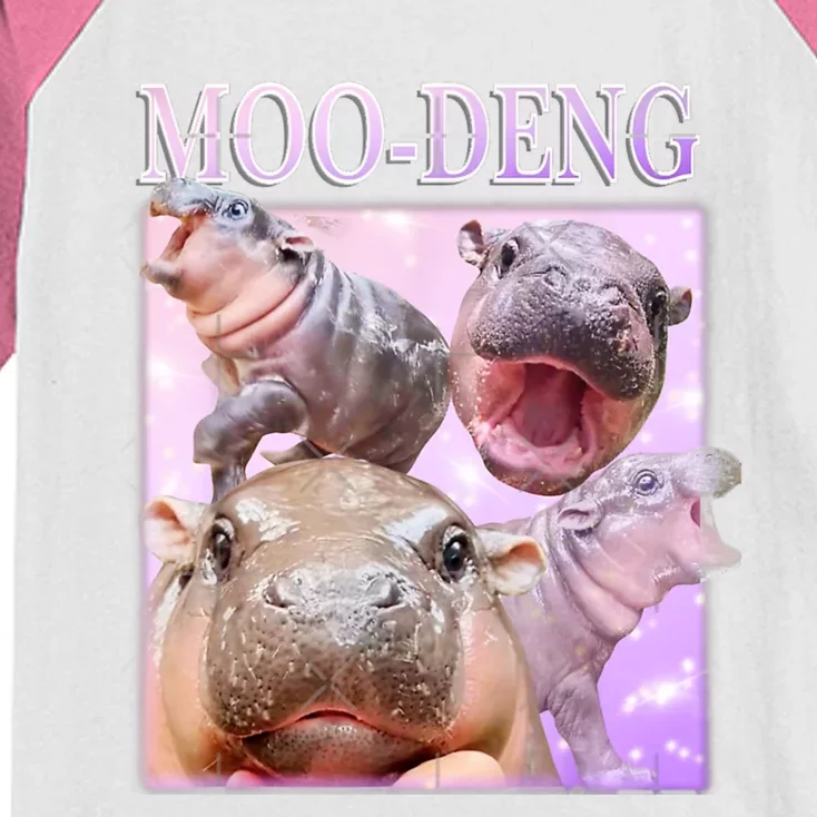 Moo Deng Baby Hippo Kids Colorblock Raglan Jersey