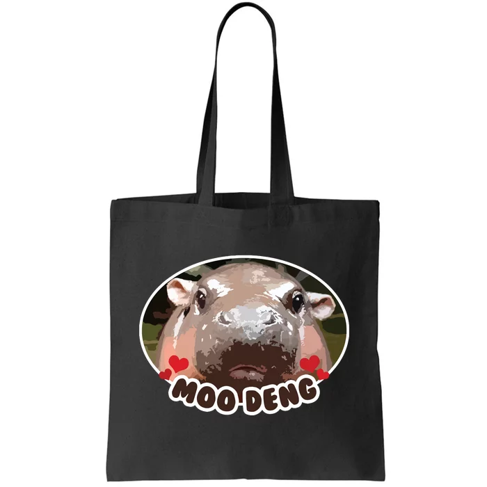 Moo Deng Bouncy Pig In Thai Picture The Cute Baby Hippo Tote Bag