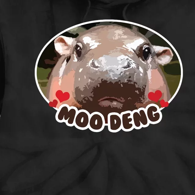 Moo Deng Bouncy Pig In Thai Picture The Cute Baby Hippo Tie Dye Hoodie