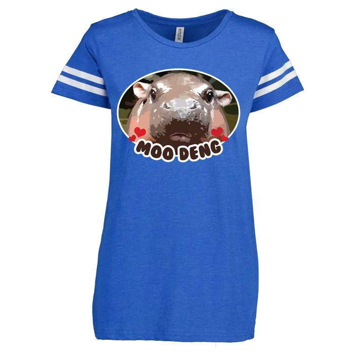 Moo Deng Bouncy Pig In Thai Picture The Cute Baby Hippo Enza Ladies Jersey Football T-Shirt