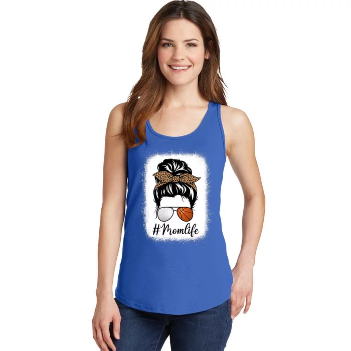 Mother's Day Basketball And Golf Mom Life Messy Bun Leopard Gift Ladies Essential Tank