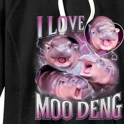 Moo Deng Baby Hippo Women's Fleece Hoodie