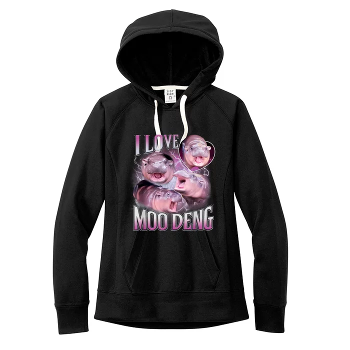 Moo Deng Baby Hippo Women's Fleece Hoodie