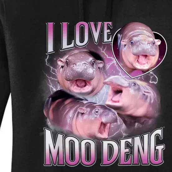 Moo Deng Baby Hippo Women's Pullover Hoodie