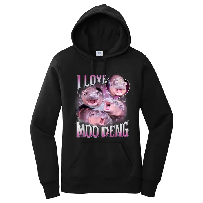 Moo Deng Baby Hippo Women's Pullover Hoodie